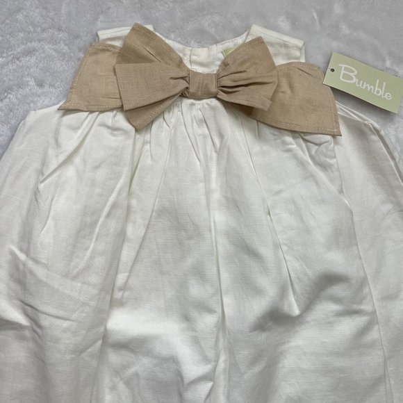 Bumble Girl's Linen Blend Front Bow Accent Sleeveless Floor Length Dress 18M NEW - Picture 7 of 13